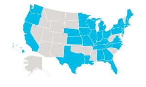 U.S. map of states with CRS chapters and clubs.